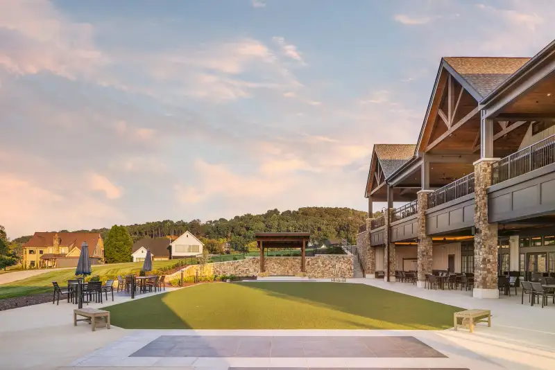 Clubhouse patio at sunset